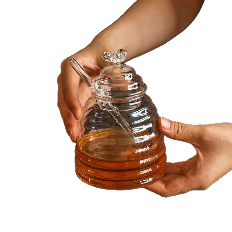 Borosilicate Cute Delicate Transparent Glass Bee Shape Jam Jar Storage Tank With Lid