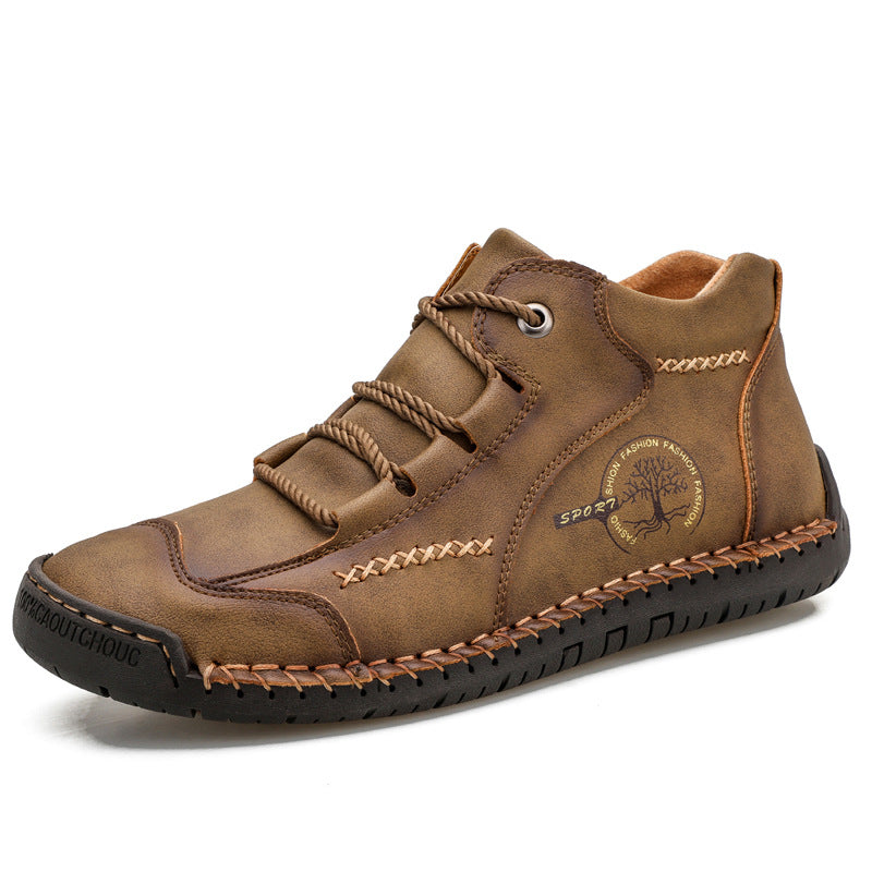 Leather flat bottomed outdoor work wear casual shoes