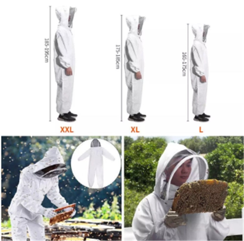 White Bee-proof Thickened One-piece Cotton Bee Protective Clothing