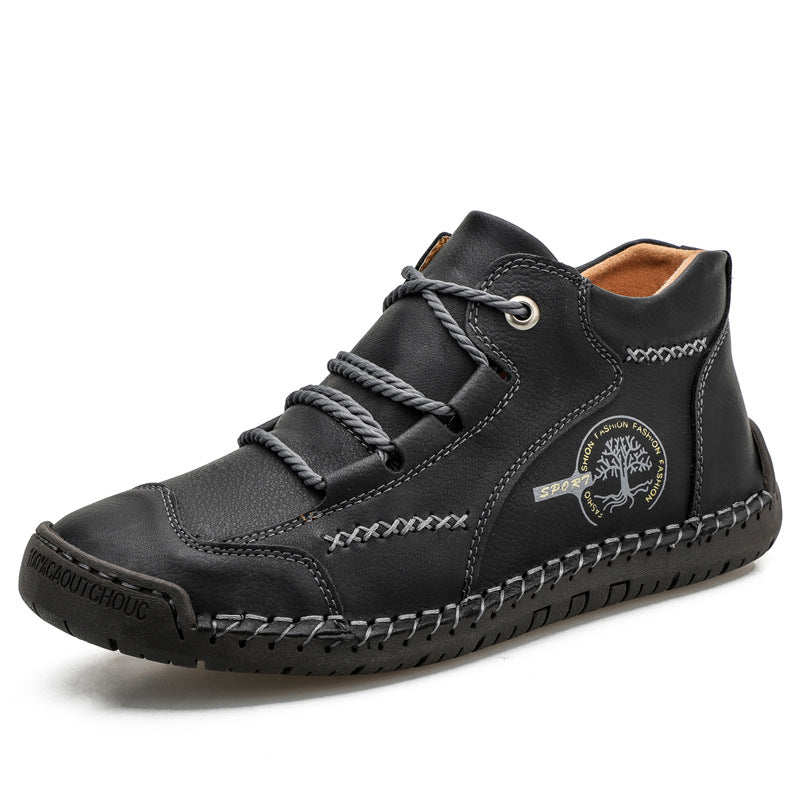 Leather flat bottomed outdoor work wear casual shoes
