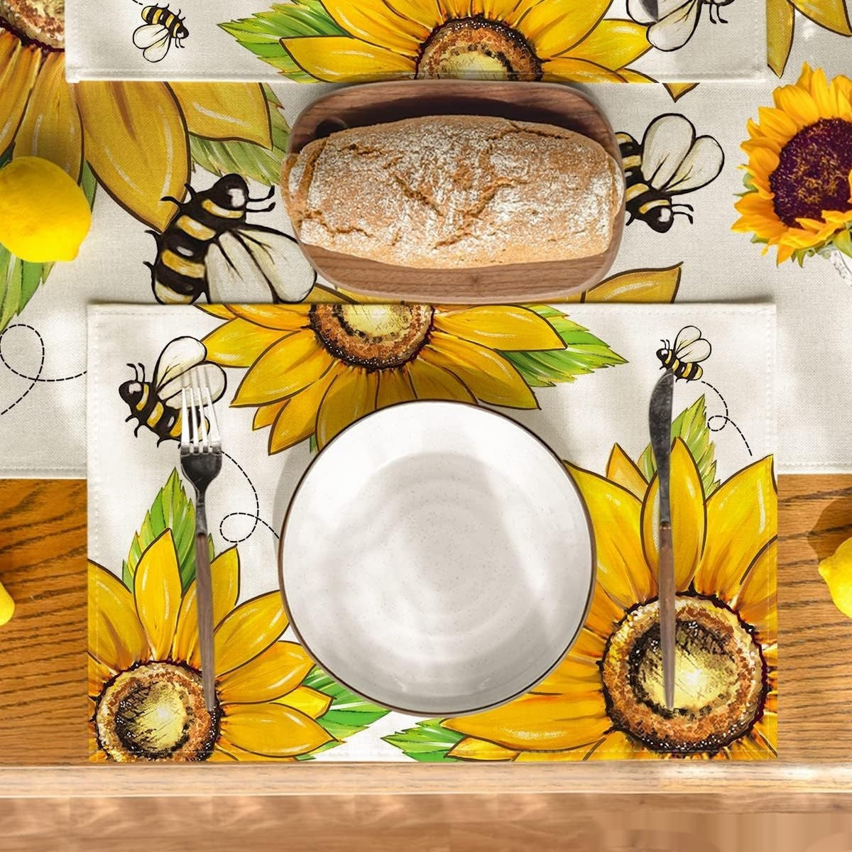 Dwarf Sunflower Bee Printing Table Runner Home Kitchen Table Cloth Entrance Entrance Entrance Tablecloth Wholesale
