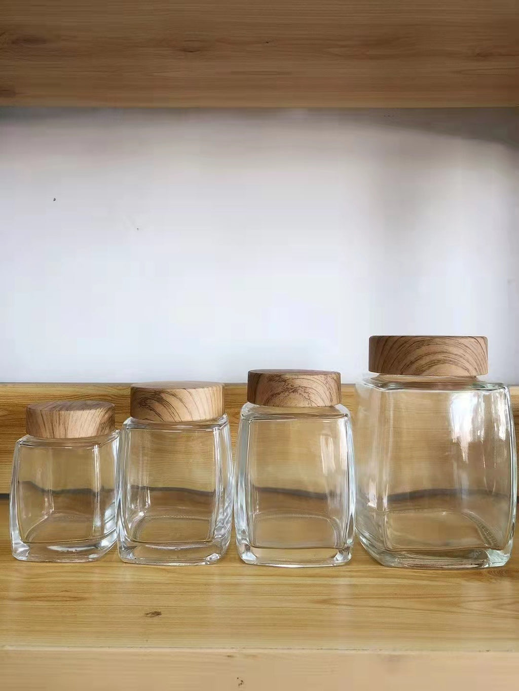 Square Large Mouth Honey Glass Bottle