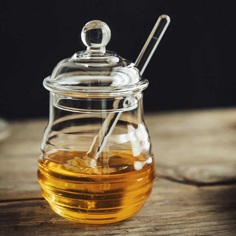 Transparent exquisite household honey bottle with lid