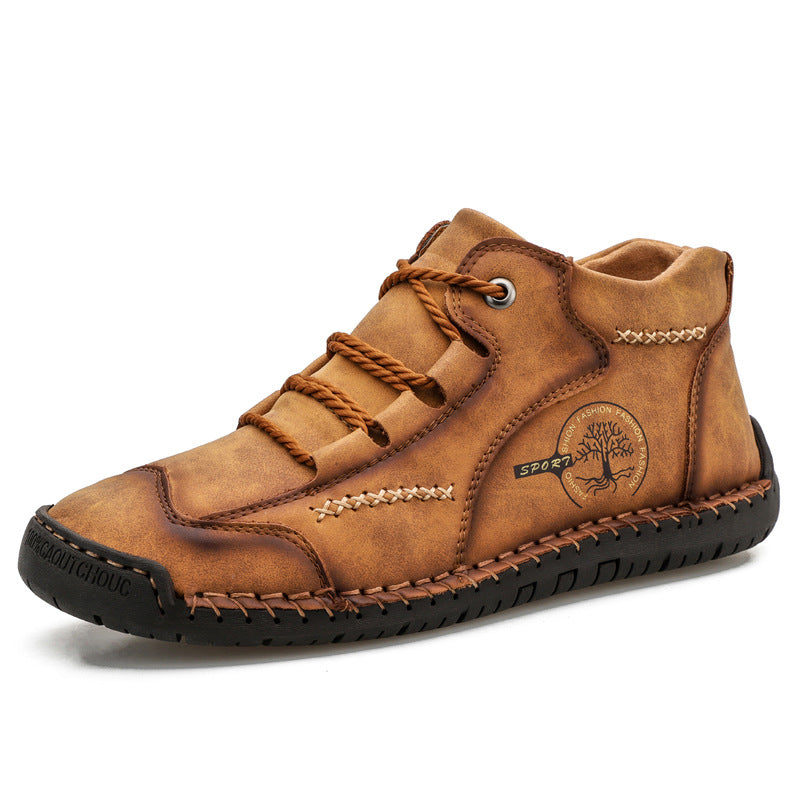 Leather flat bottomed outdoor work wear casual shoes