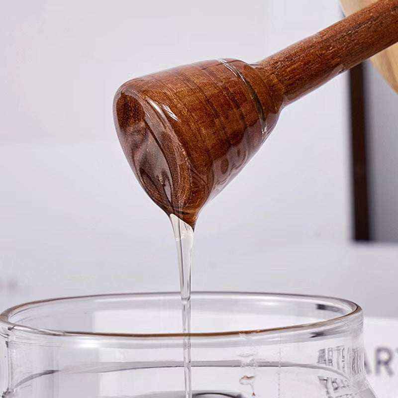 Borosilicate Glass Honey Pot Acacia Wooden Lid Storage Tank