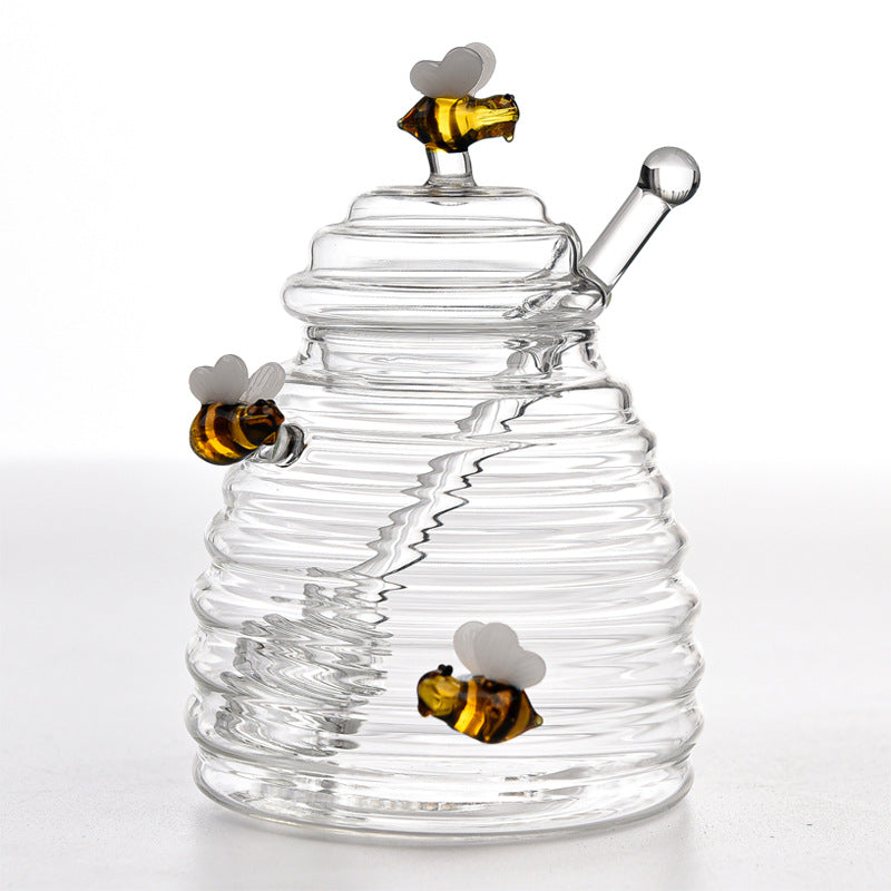 Creative Small Bee Glass Jar Storage With Lid