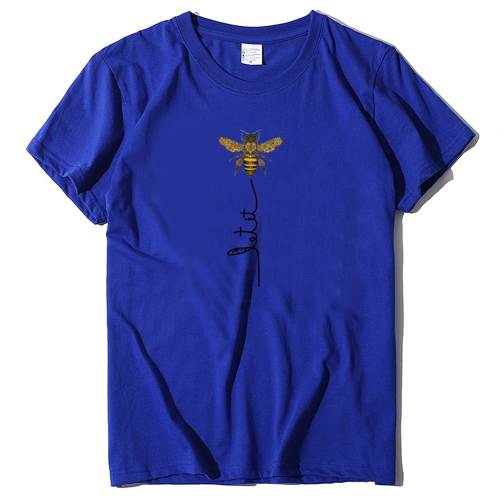 Summer bee print short sleeve women's T-shirt