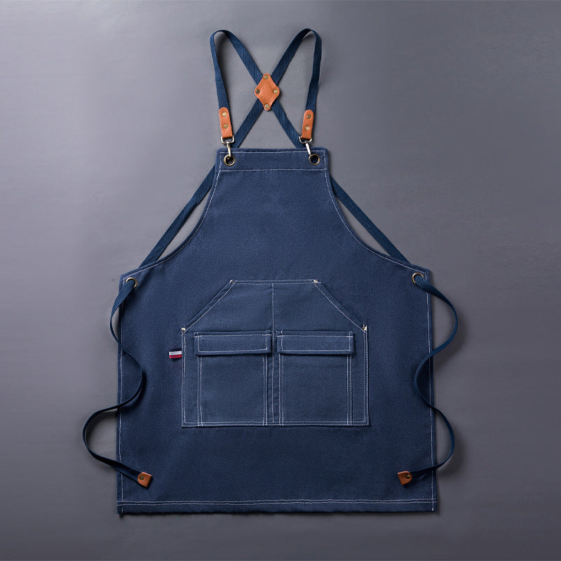 Thickened Canvas Apron Barbecue Kitchen Woodworking Work Apron