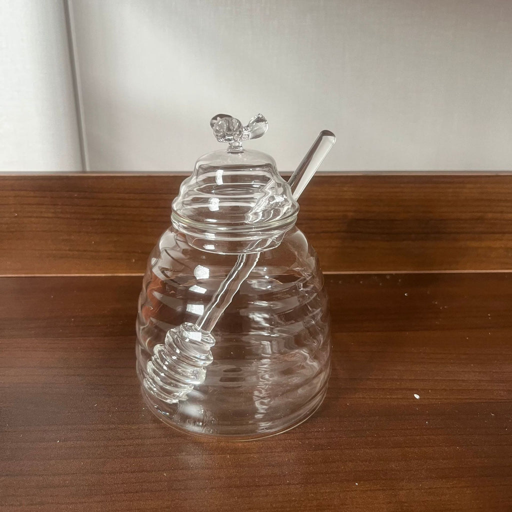 Borosilicate Cute Delicate Transparent Glass Bee Shape Jam Jar Storage Tank With Lid
