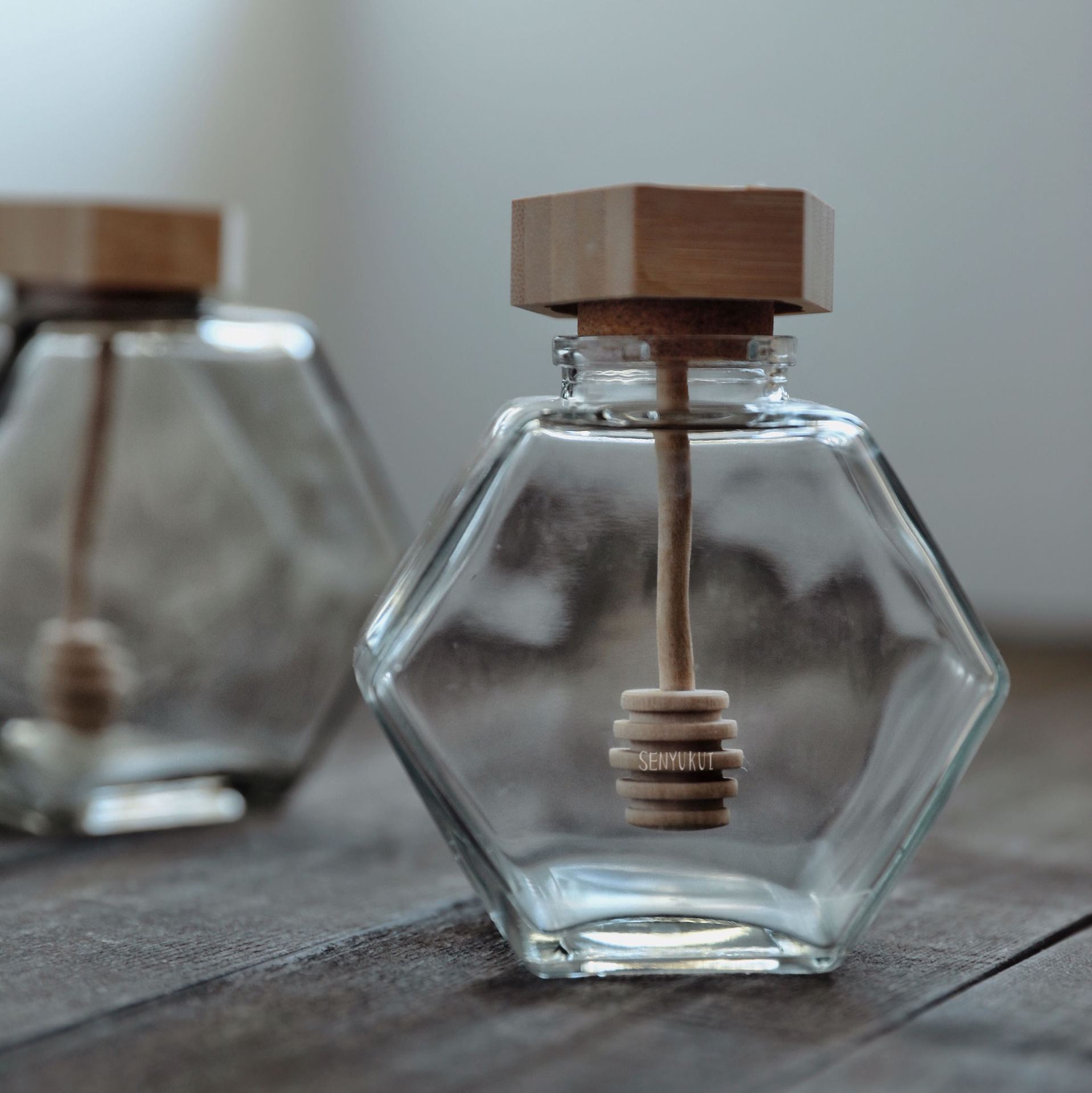Hexagonal High-grade Flat Square Glass Honey Jar