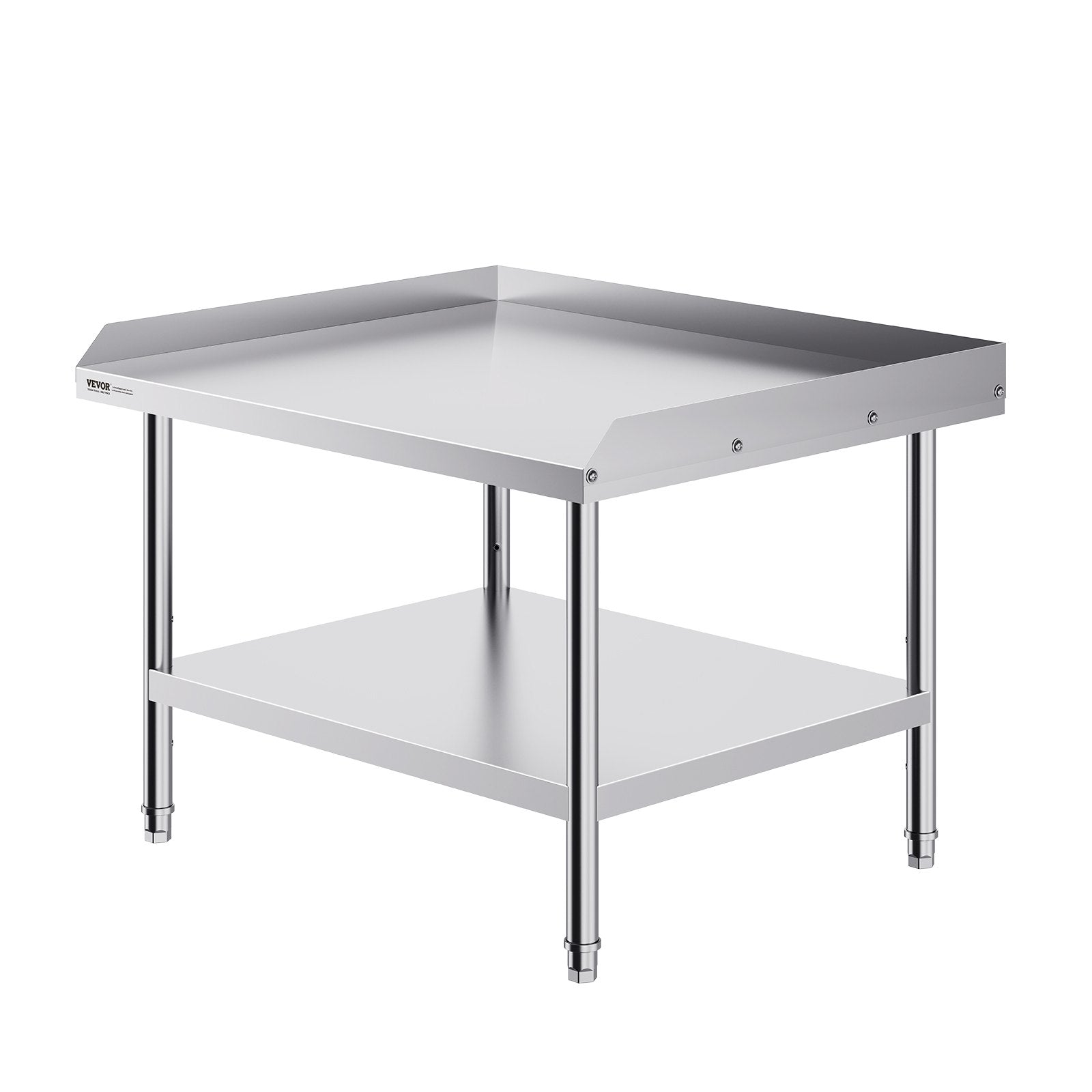 Stainless Steel Work Table, 30 X 36 X 26 Inch Commercial Food Prep Worktable, 3-Sided Backsplash Heavy Duty Prep Worktable, Metal Work Table With Adjustable Height For Restaurant Home Hotel