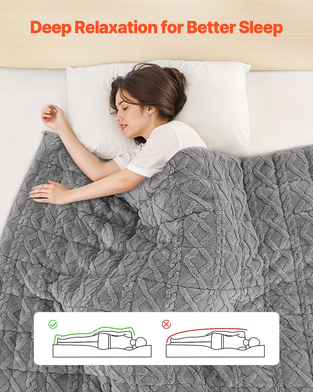 Weighted Blanket, 9 kg/20 Lbs, 152mm/60in X 203mm/80in Queen Size, Sherpa Fleece Heavy Blanket With Glass Beads, Soft Warm Cozy Fluffy Touch, For 90-115kg/200-250 lbs Adults, Anxiety Stress Relief, Improve Sleep, Grey