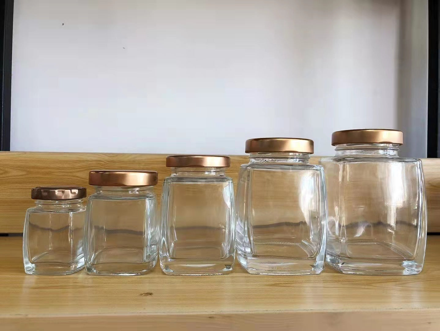 Square Large Mouth Honey Glass Bottle