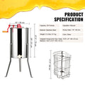 Manual Honey Extractor,  Frames Honey Spinner Extractor, Stainless Steel Beekeeping Extraction, Honeycomb Drum Spinner With Lid, Apiary Centrifuge Equipment With Height Adjustable Stand