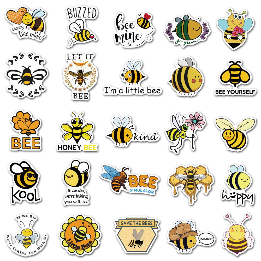 50 Cartoon Bee Graffiti Stickers Waterproof