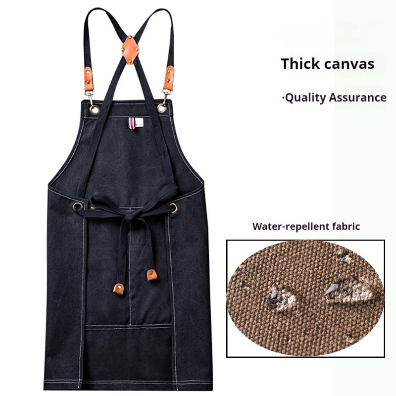 Thickened Canvas Apron Barbecue Kitchen Woodworking Work Apron