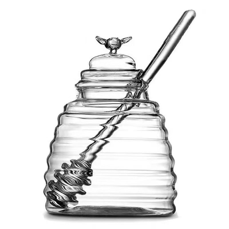 Borosilicate Cute Delicate Transparent Glass Bee Shape Jam Jar Storage Tank With Lid