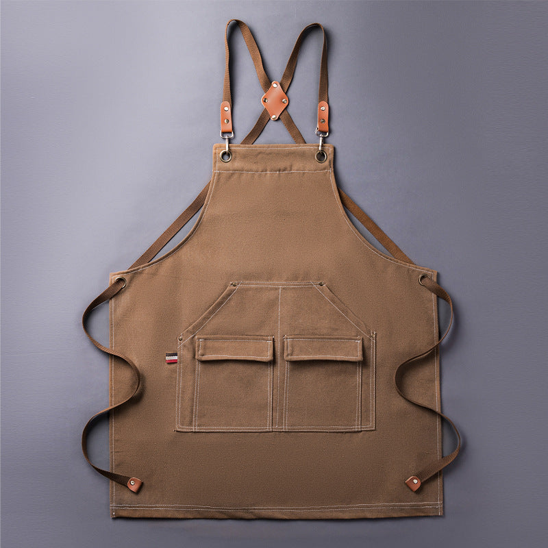 Thickened Canvas Apron Barbecue Kitchen Woodworking Work Apron