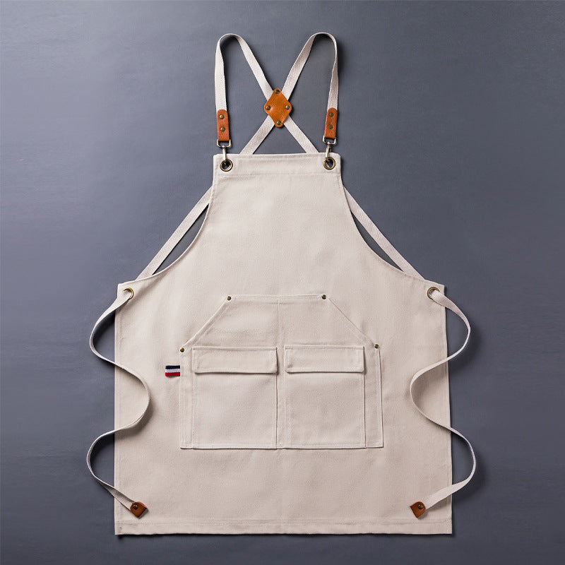 Thickened Canvas Apron Barbecue Kitchen Woodworking Work Apron