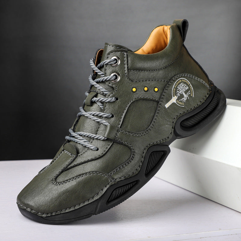 Leather flat bottomed outdoor work wear casual shoes