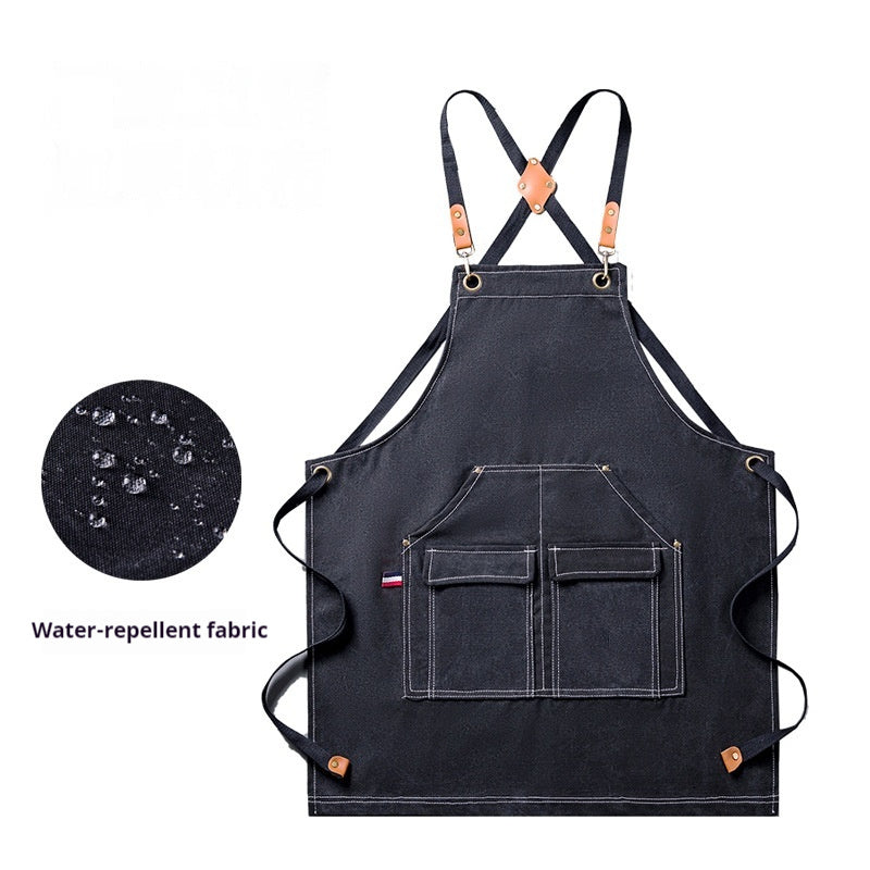 Thickened Canvas Apron Barbecue Kitchen Woodworking Work Apron