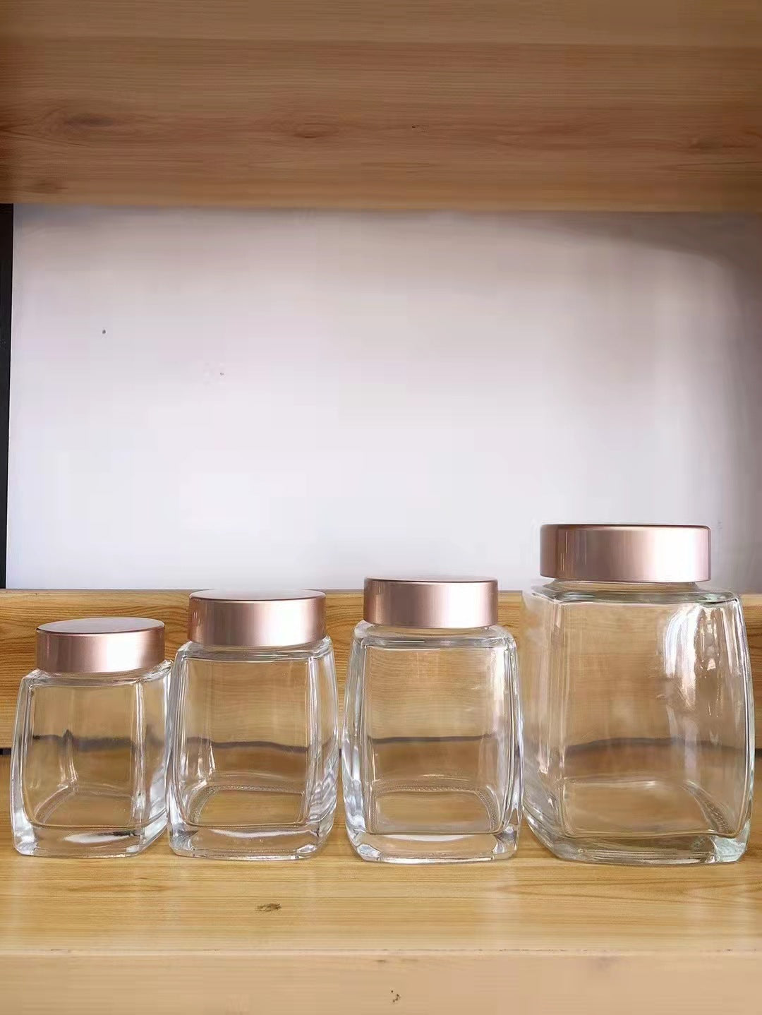 Square Large Mouth Honey Glass Bottle