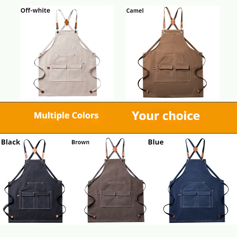 Thickened Canvas Apron Barbecue Kitchen Woodworking Work Apron