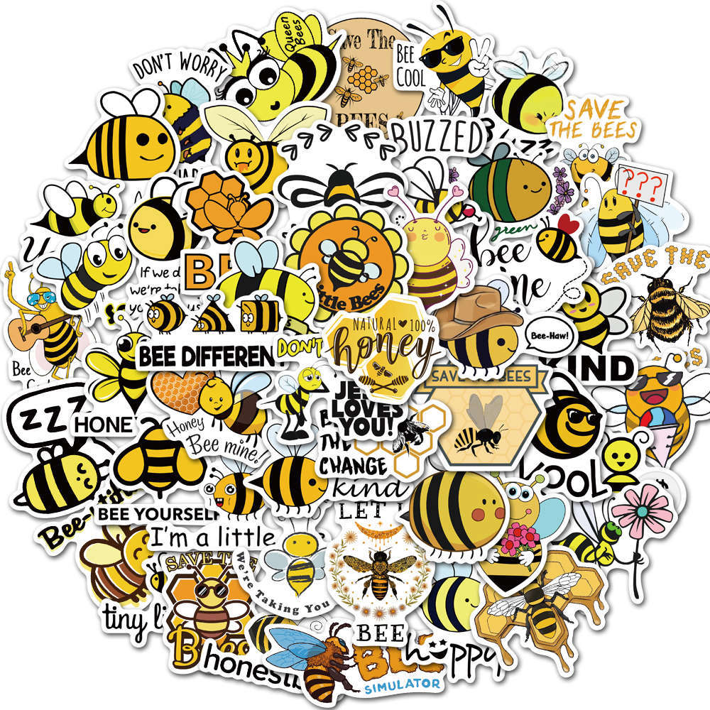 50 Cartoon Bee Graffiti Stickers Waterproof