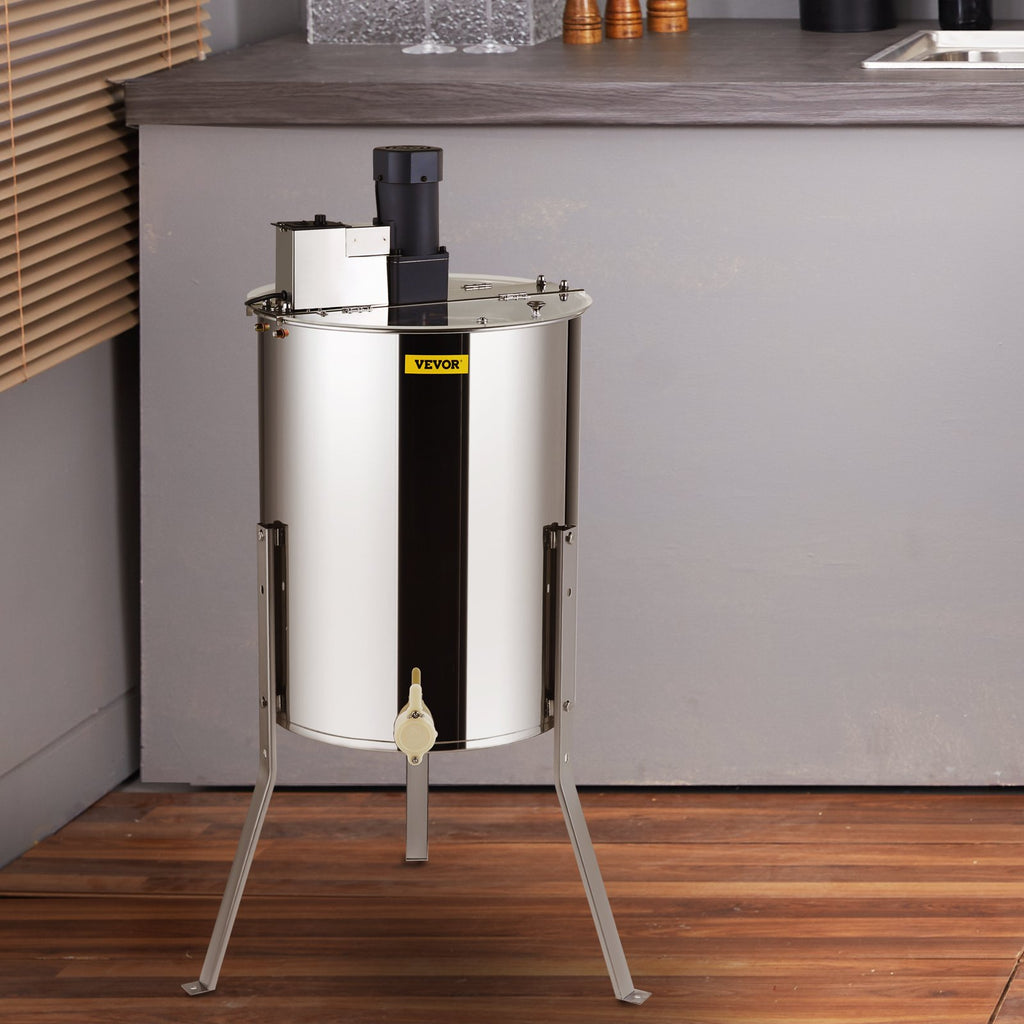 VEVOR Electric Honey Extractor,  Frames Honey Spinner Extractor, Stainless Steel Beekeeping Extraction, Apiary Centrifuge Equipment With Height Adjustable Stand, Honeycomb Drum Spinner With Lid