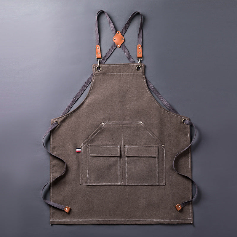 Thickened Canvas Apron Barbecue Kitchen Woodworking Work Apron