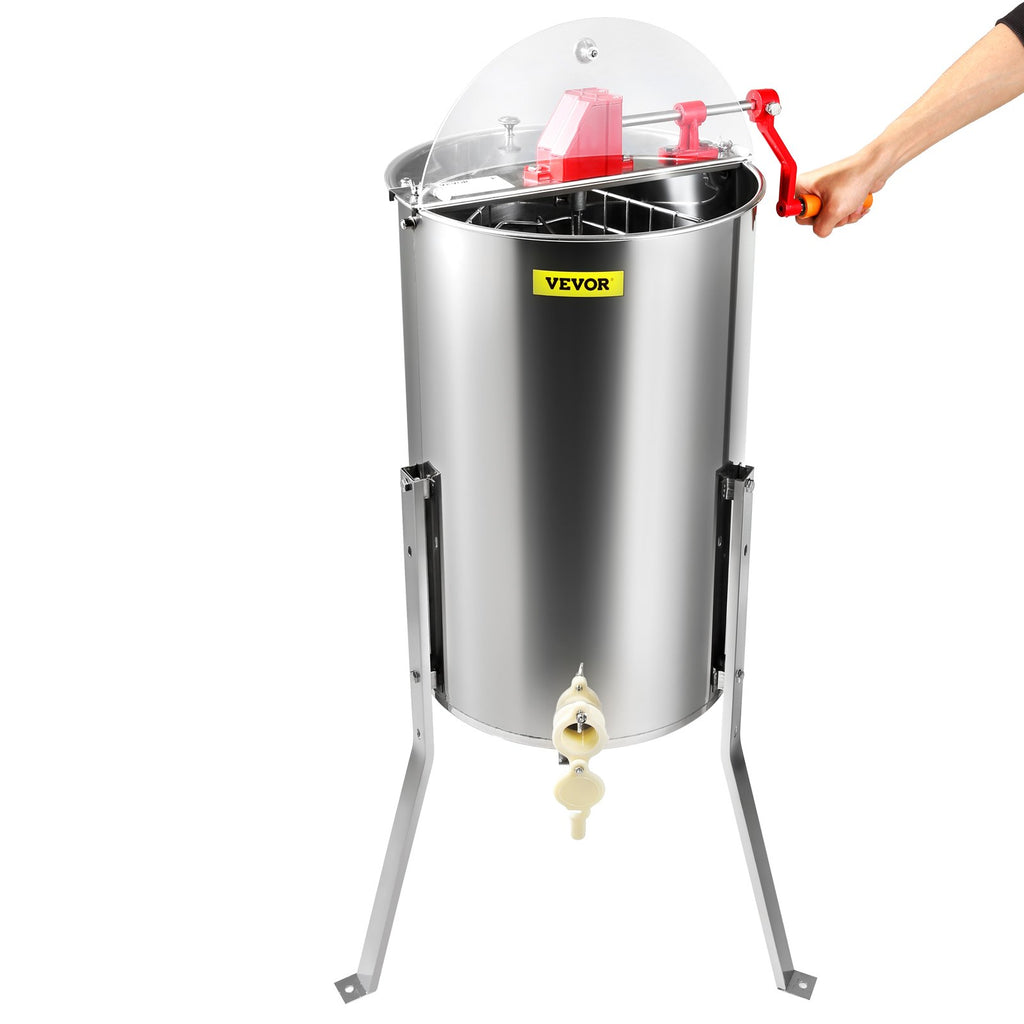 Manual Honey Extractor,  Frames Honey Spinner Extractor, Stainless Steel Beekeeping Extraction, Honeycomb Drum Spinner With Lid, Apiary Centrifuge Equipment With Height Adjustable Stand