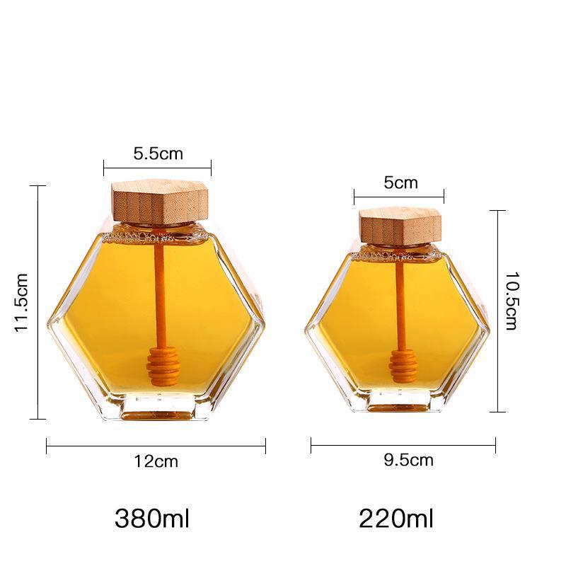 Hexagonal High-grade Flat Square Glass Honey Jar