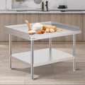 Stainless Steel Work Table, 30 X 36 X 26 Inch Commercial Food Prep Worktable, 3-Sided Backsplash Heavy Duty Prep Worktable, Metal Work Table With Adjustable Height For Restaurant Home Hotel