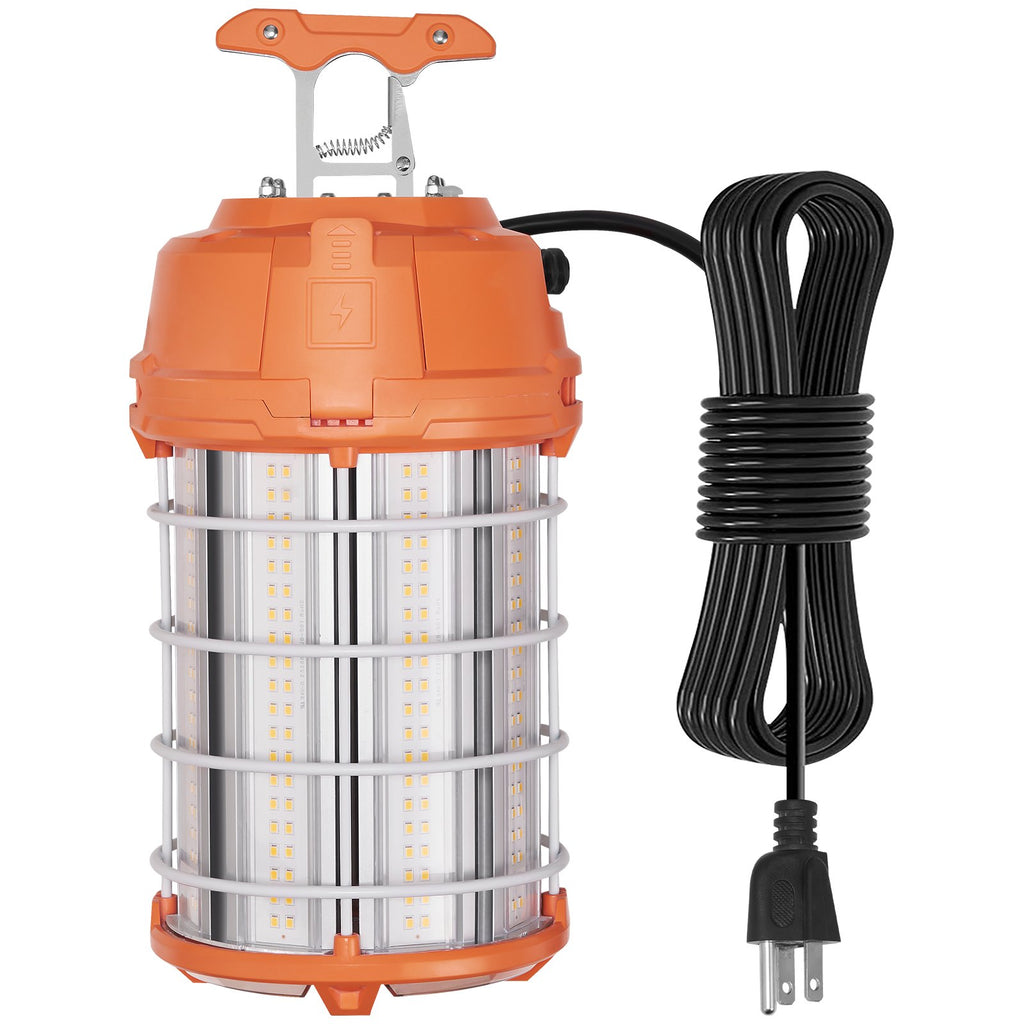LED Temporary Work Light, 150W, 20000lm Construction Lights, 5000K Portable Super Bright & Waterproof & Connected Up To 6 Lights, Hanging Job Site Lighting For Indoor And Outdoor Lighting