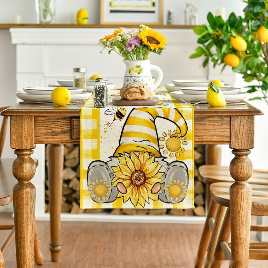 Dwarf Sunflower Bee Printing Table Runner Home Kitchen Table Cloth Entrance Entrance Entrance Tablecloth Wholesale