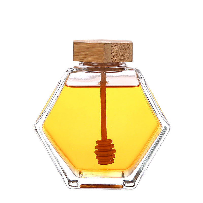 Hexagonal High-grade Flat Square Glass Honey Jar