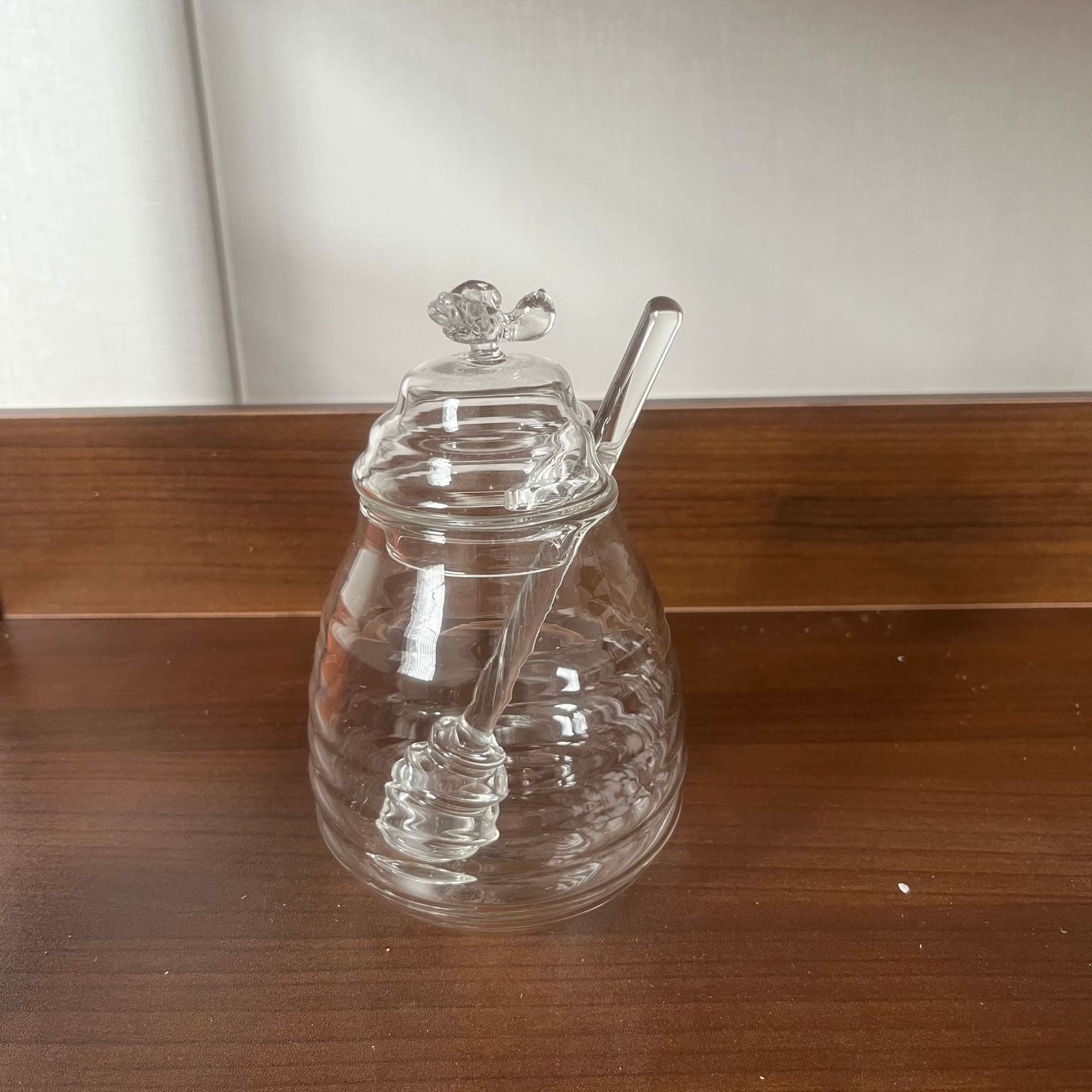 Borosilicate Cute Delicate Transparent Glass Bee Shape Jam Jar Storage Tank With Lid