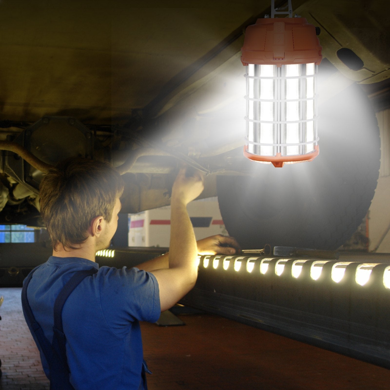 LED Temporary Work Light, 150W, 20000lm Construction Lights, 5000K Portable Super Bright & Waterproof & Connected Up To 6 Lights, Hanging Job Site Lighting For Indoor And Outdoor Lighting